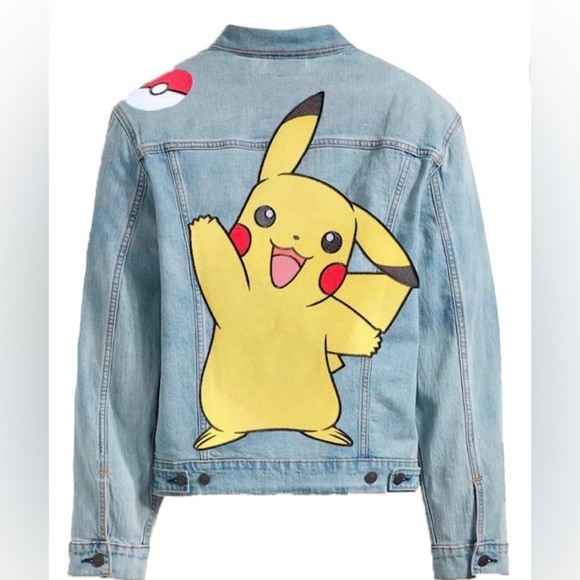 LEVIS X POKÉMON Special Anniversary Denim Jacket/Jean. RARE set! Size Lrg/34/32 - Picture 5 of 12